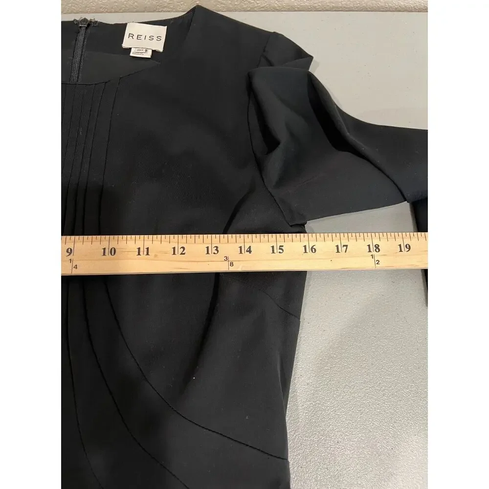 Reiss Sheath‎ Dress Pleated Front Black Pockets 6 Career Work Funeral